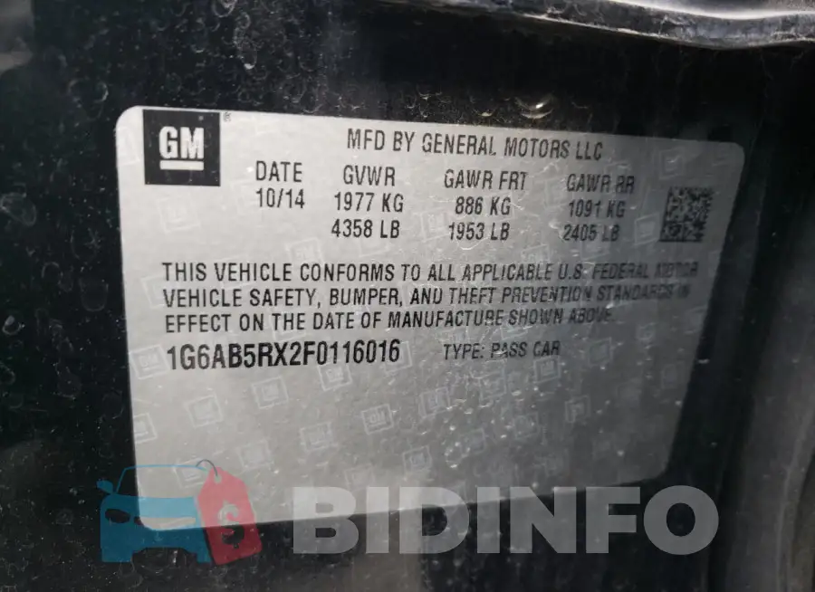 1G6AB5RX2F0116016 Photo# 13