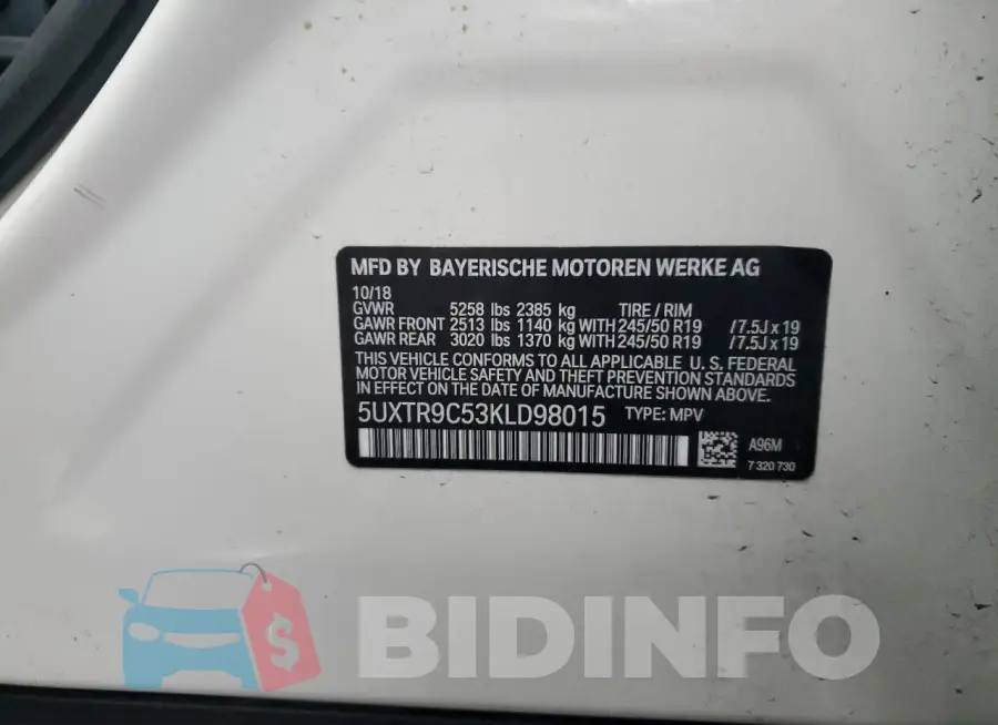 5UXTR9C53KLD98015 Photo# 12