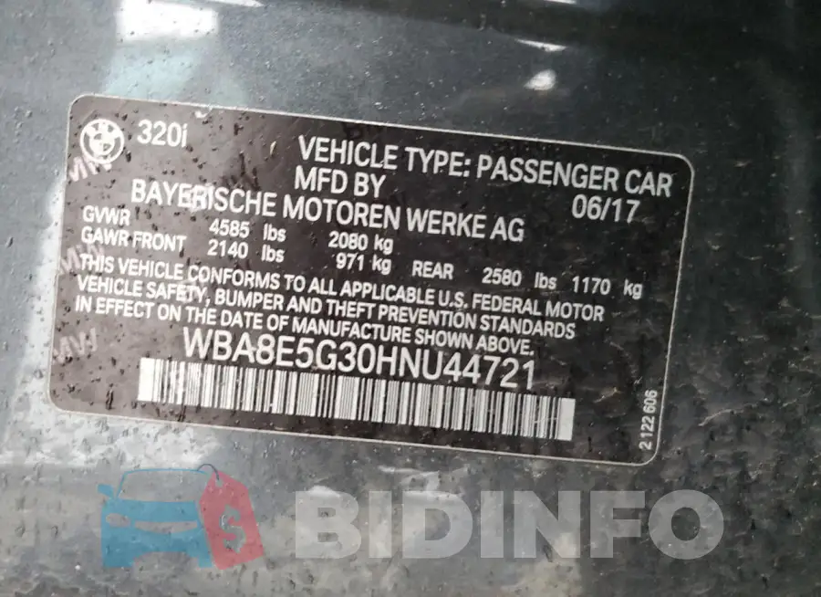 WBA8E5G30HNU44721 Photo# 12