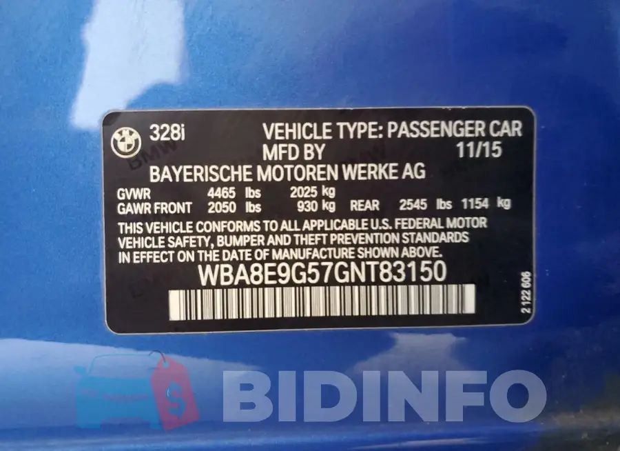 WBA8E9G57GNT83150 Photo# 13