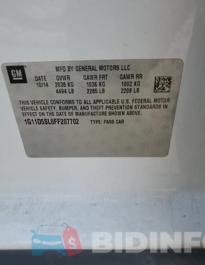 1G11D5SL8FF207702 Photo# 12