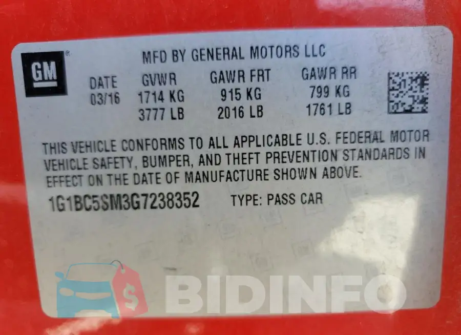 1G1BC5SM3G7238352 Photo# 13