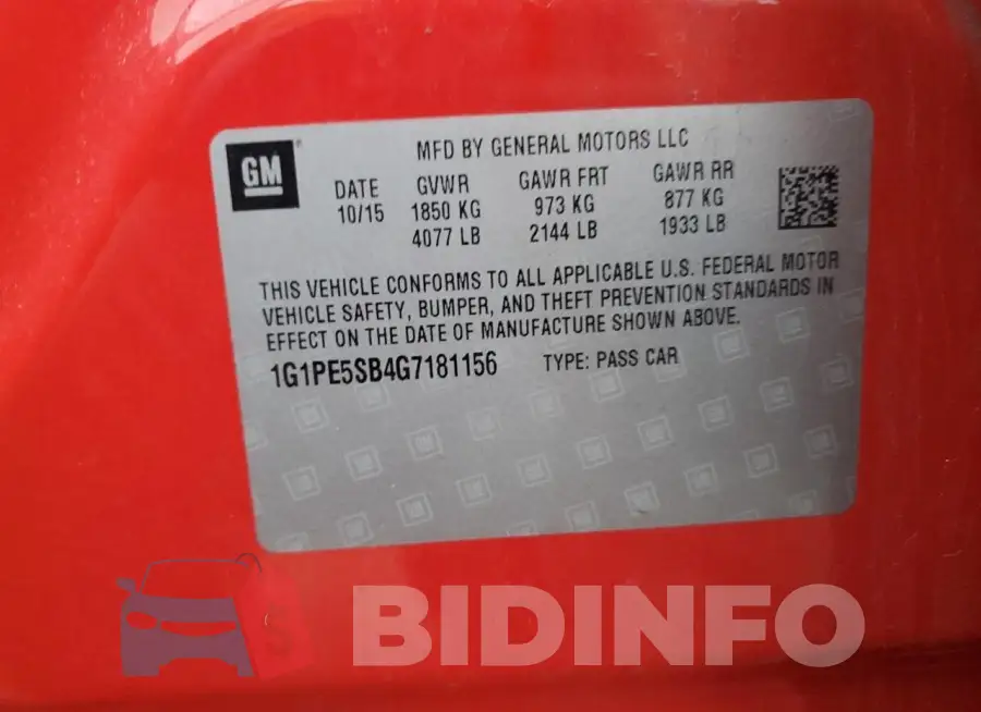 1G1PE5SB4G7181156 Photo# 12