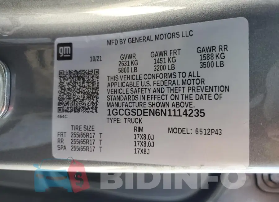 1GCGSDEN6N1114235 Photo# 13