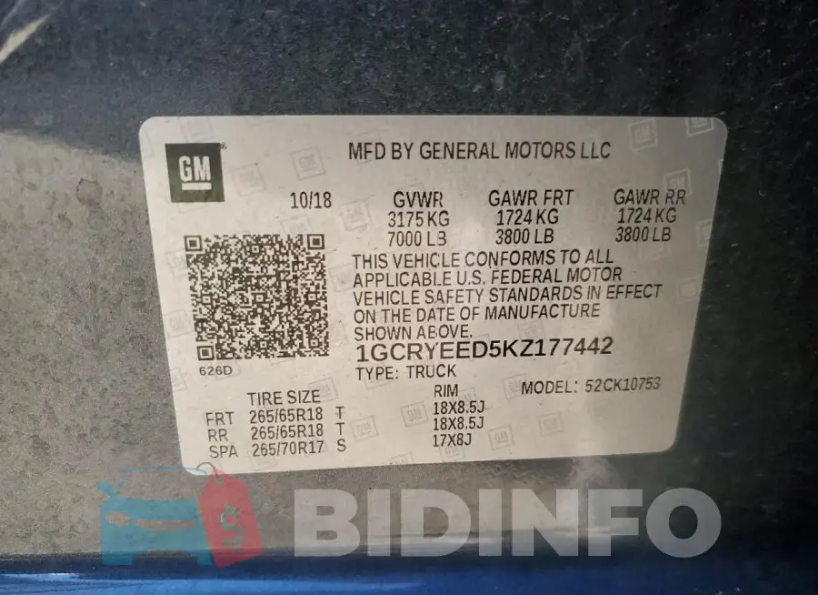 1GCRYEED5KZ177442 Photo# 12