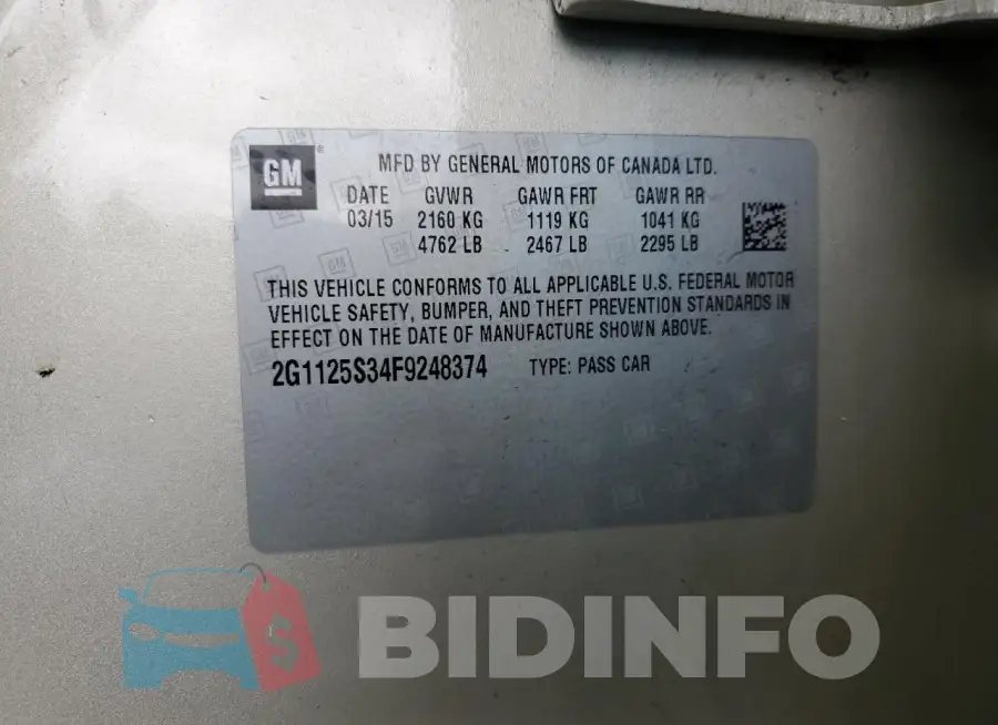 2G1125S34F9248374 Photo# 12