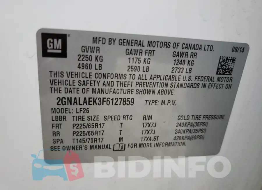 2GNALAEK3F6127859 Photo# 13