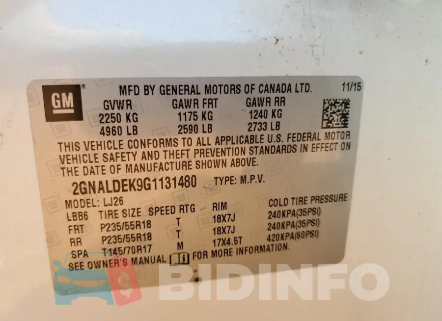2GNALDEK9G1131480 Photo# 12