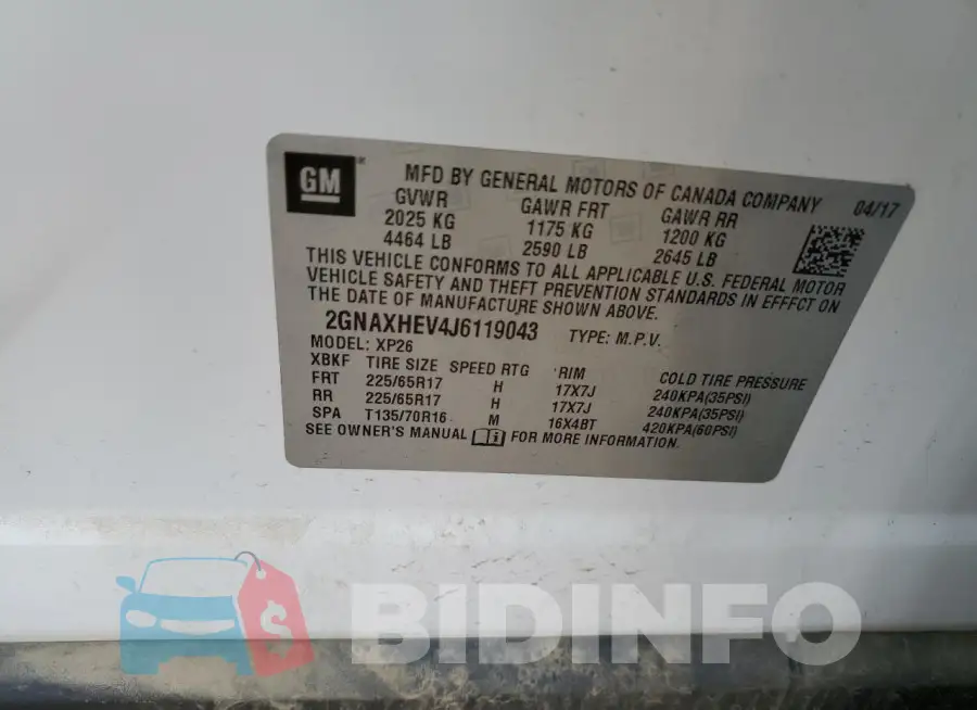 2GNAXHEV4J6119043 Photo# 14