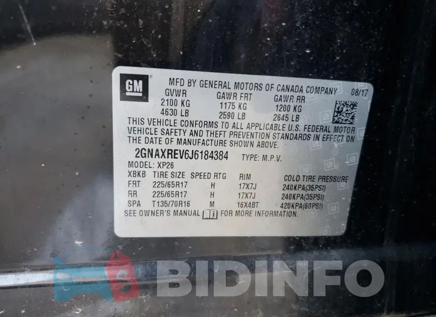 2GNAXREV6J6184384 Photo# 13
