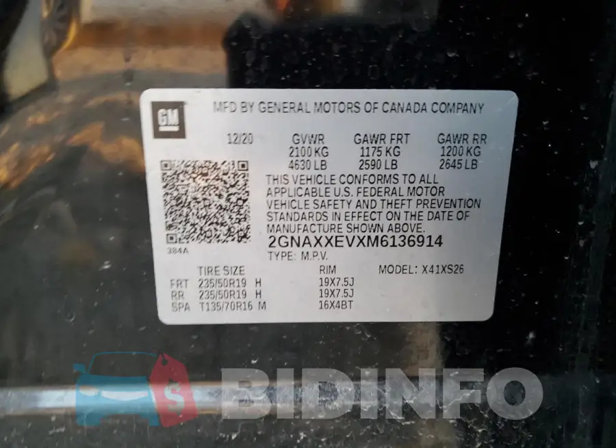 2GNAXXEVXM6136914 Photo# 13