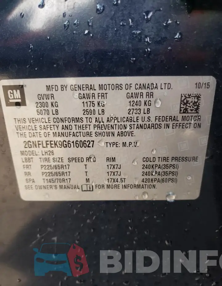 2GNFLFEK9G6160627 Photo# 14