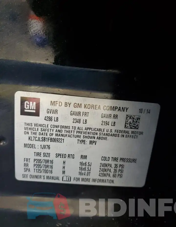 KL7CJLSB1FB069221 Photo# 12