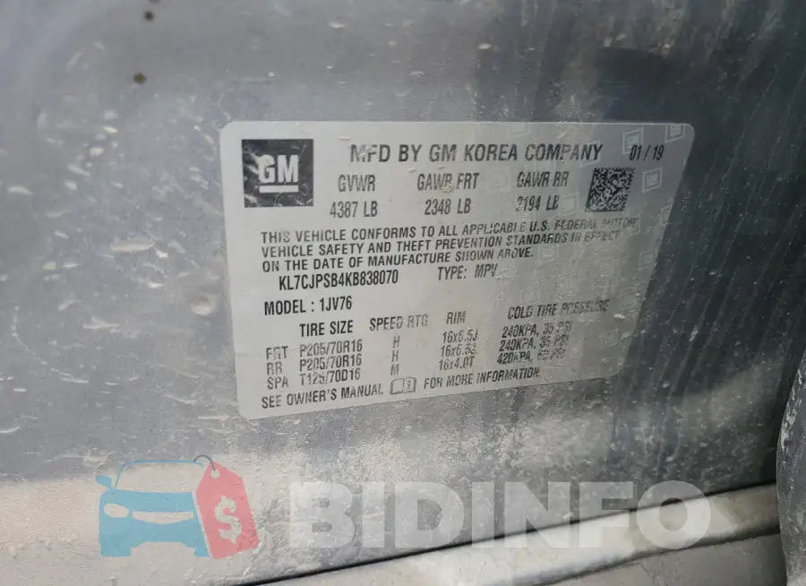 KL7CJPSB4KB838070 Photo# 12