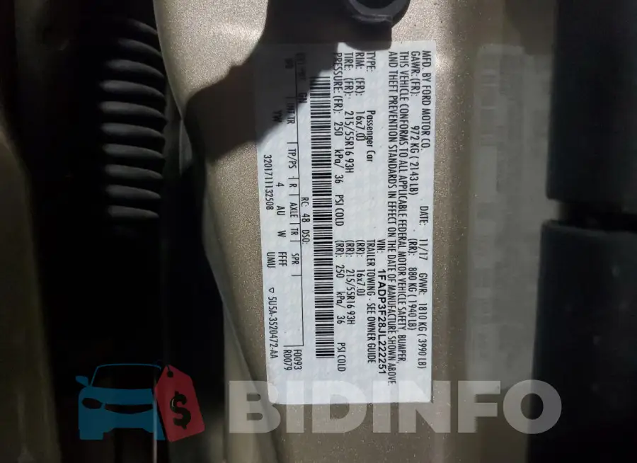 1FADP3F28JL222251 Photo# 12