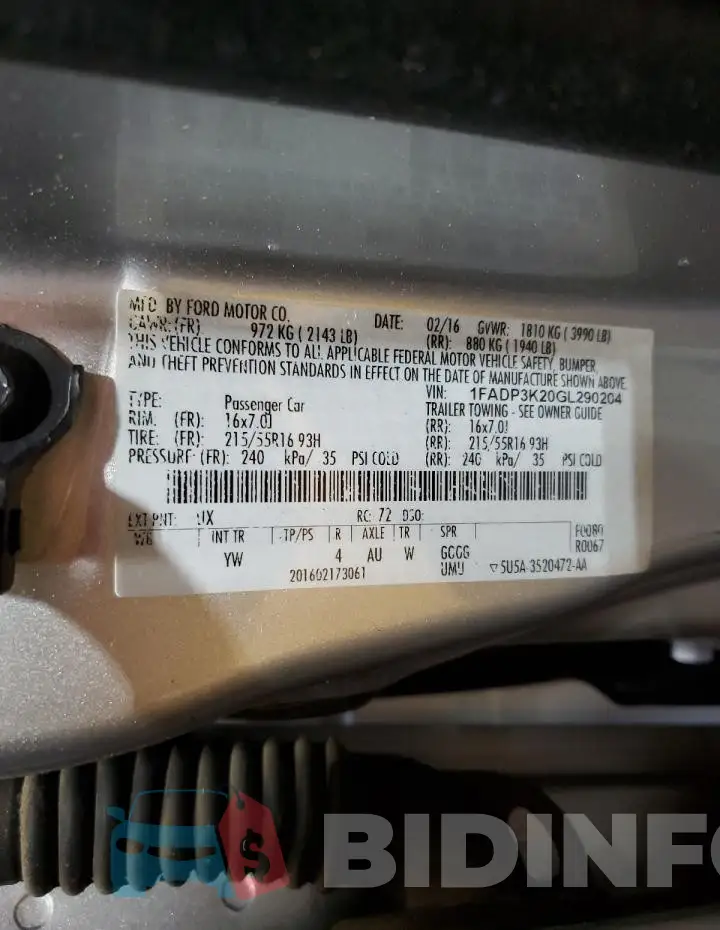 1FADP3K20GL290204 Photo# 12