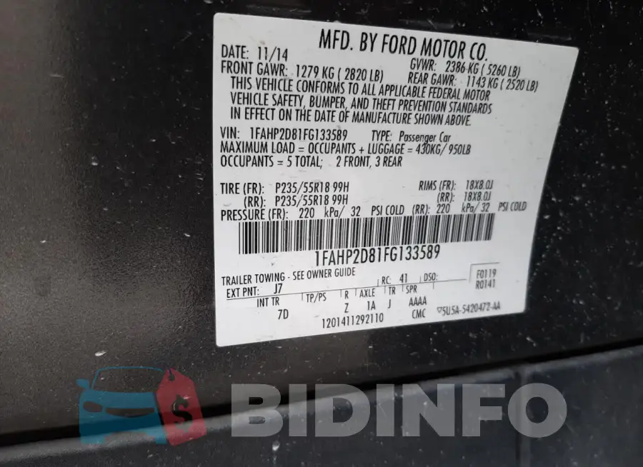 1FAHP2D81FG133589 Photo# 12