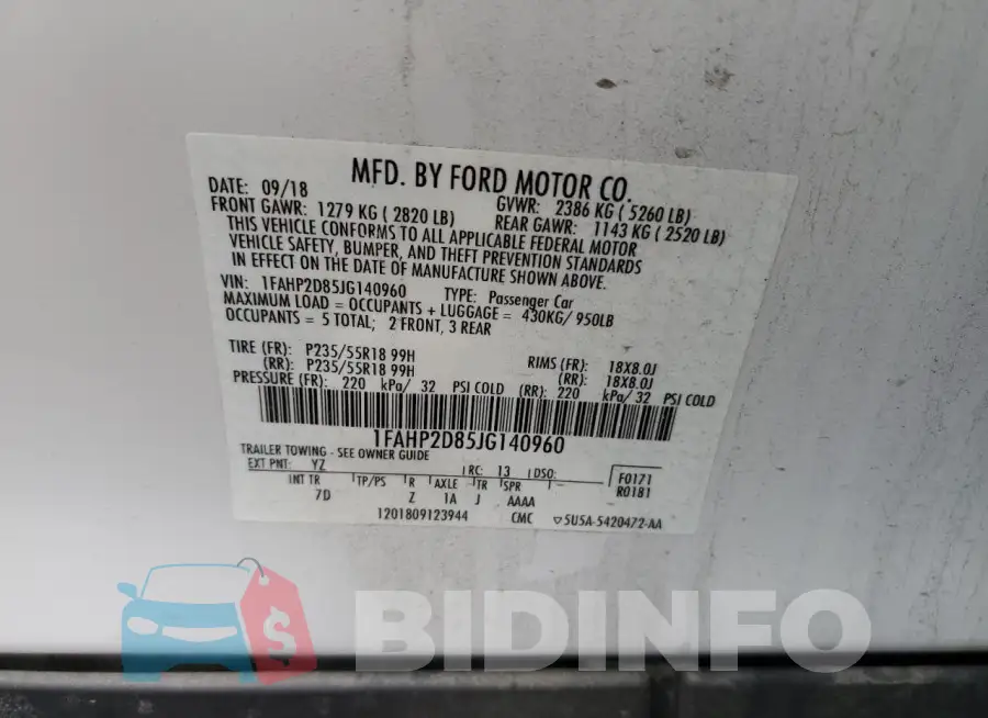 1FAHP2D85JG140960 Photo# 13