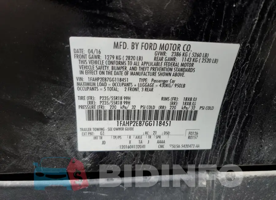 1FAHP2E87GG118451 Photo# 12