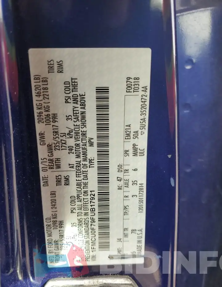 1FMCU0F79FUB17921 Photo# 13