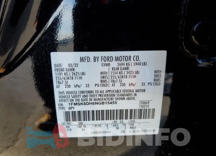 1FMSK8DH6NGB15455 Photo# 13