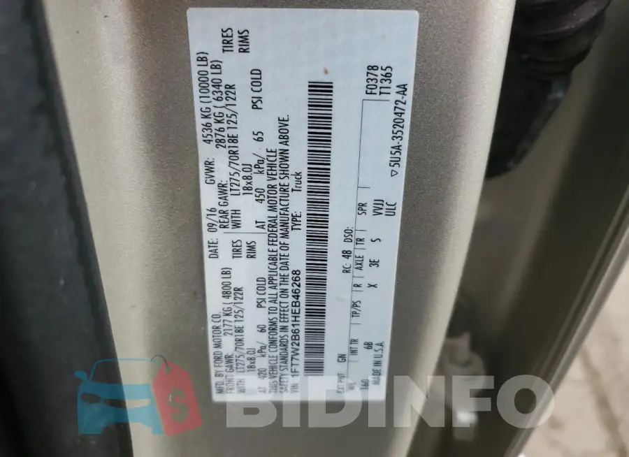 1FT7W2B61HEB46268 Photo# 12