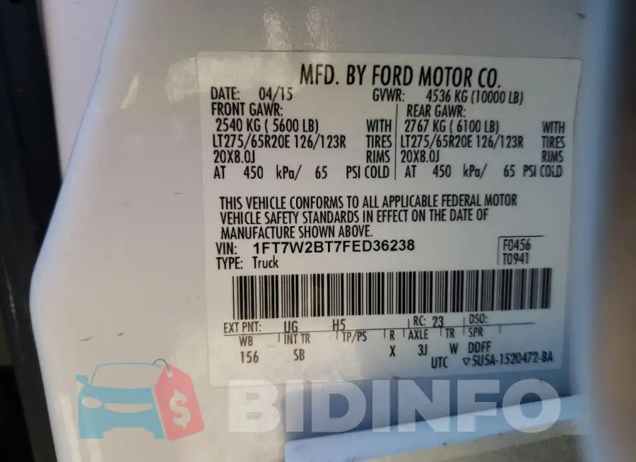 1FT7W2BT7FED36238 Photo# 13