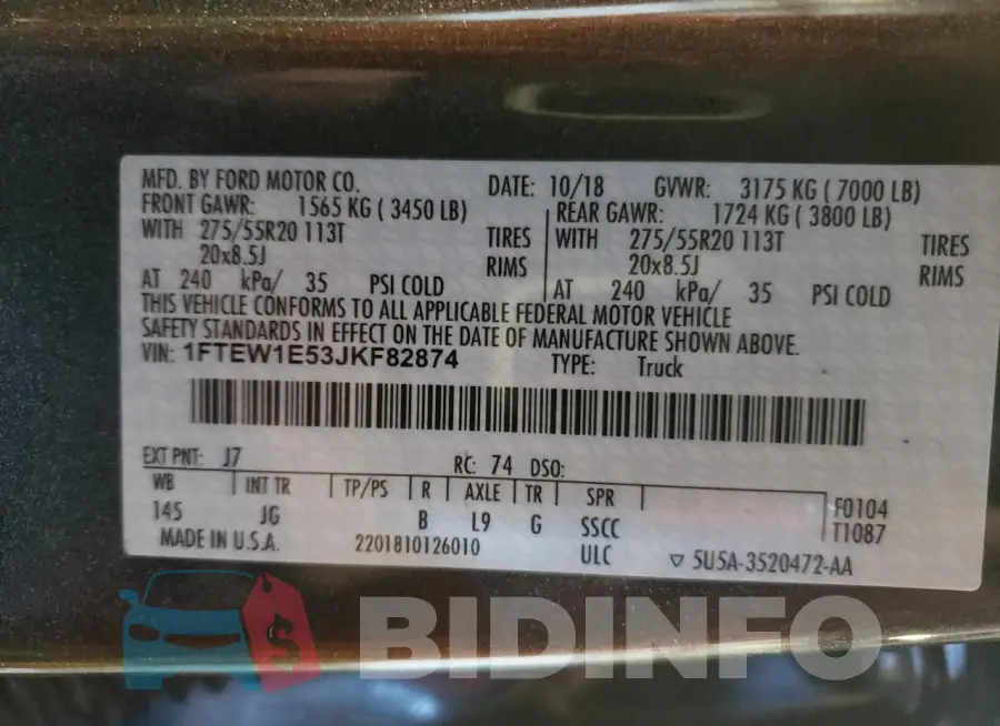 1FTEW1E53JKF82874 Photo# 12