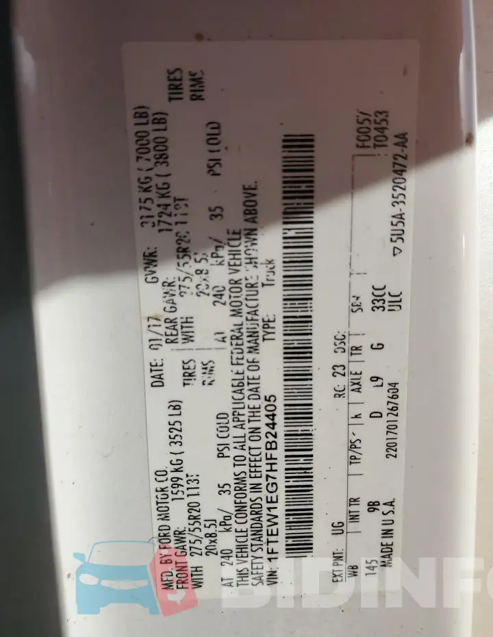 1FTEW1EG7HFB24405 Photo# 12