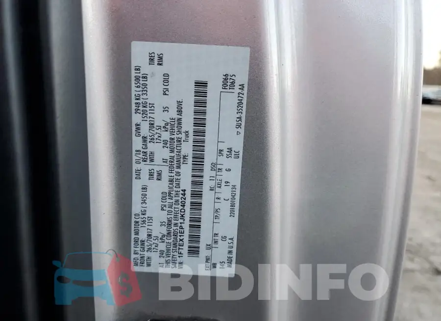 1FTEX1EP1JKD40244 Photo# 12