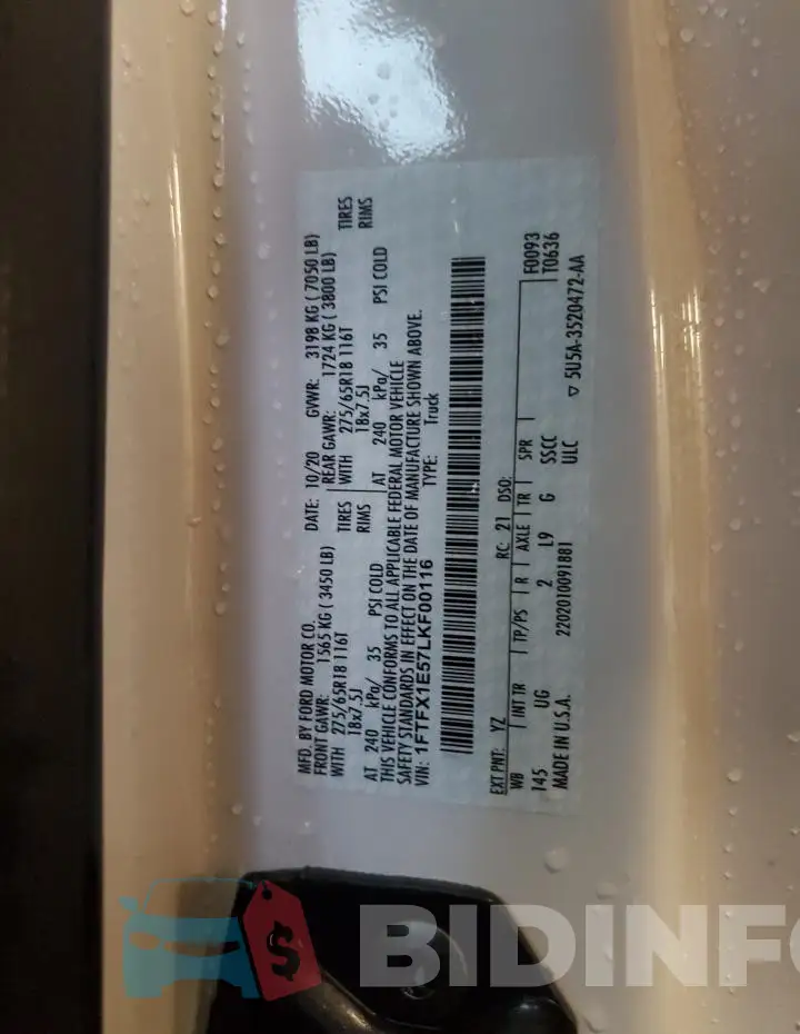 1FTFX1E57LKF00116 Photo# 12