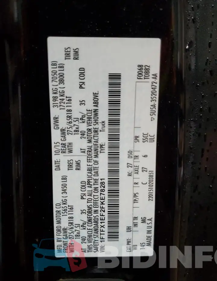 1FTFX1EF2FKE78281 Photo# 13