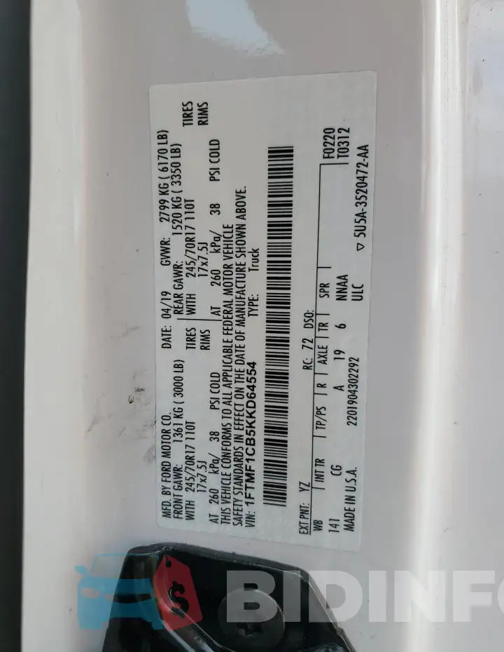 1FTMF1CB5KKD64554 Photo# 12