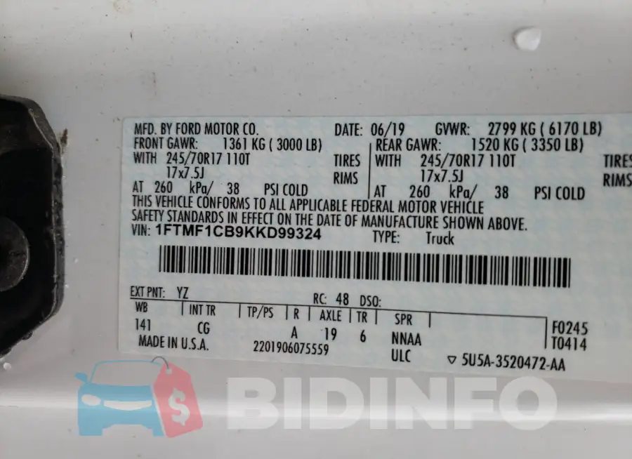 1FTMF1CB9KKD99324 Photo# 13