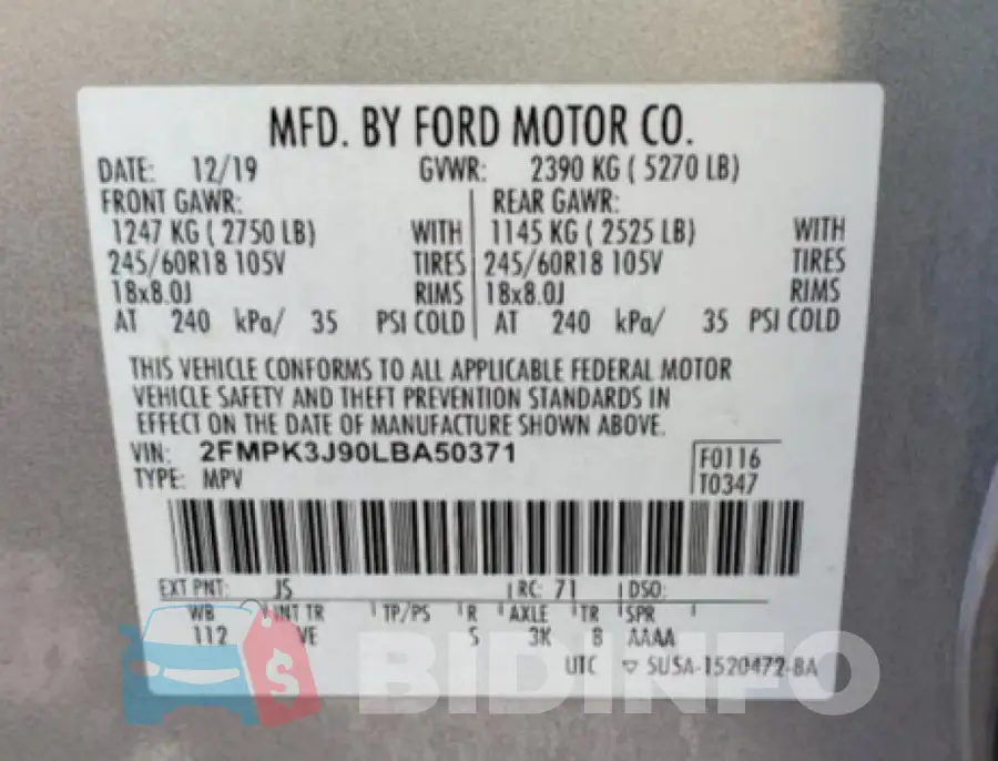 2FMPK3J90LBA50371 Photo# 13