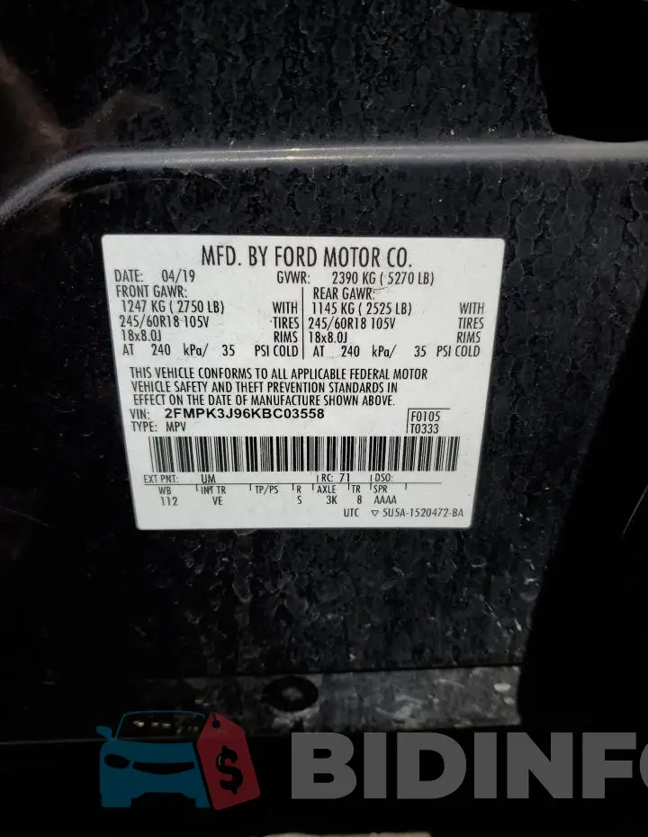 2FMPK3J96KBC03558 Photo# 13