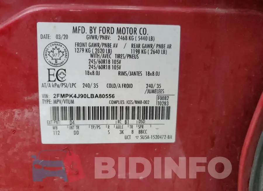 2FMPK4J90LBA80556 Photo# 13