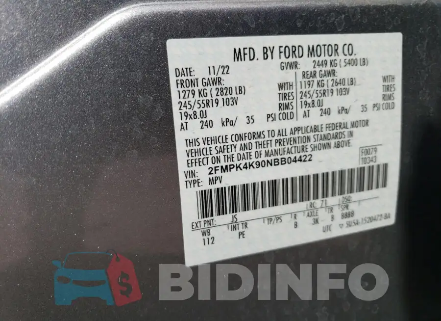 2FMPK4K90NBB04422 Photo# 13