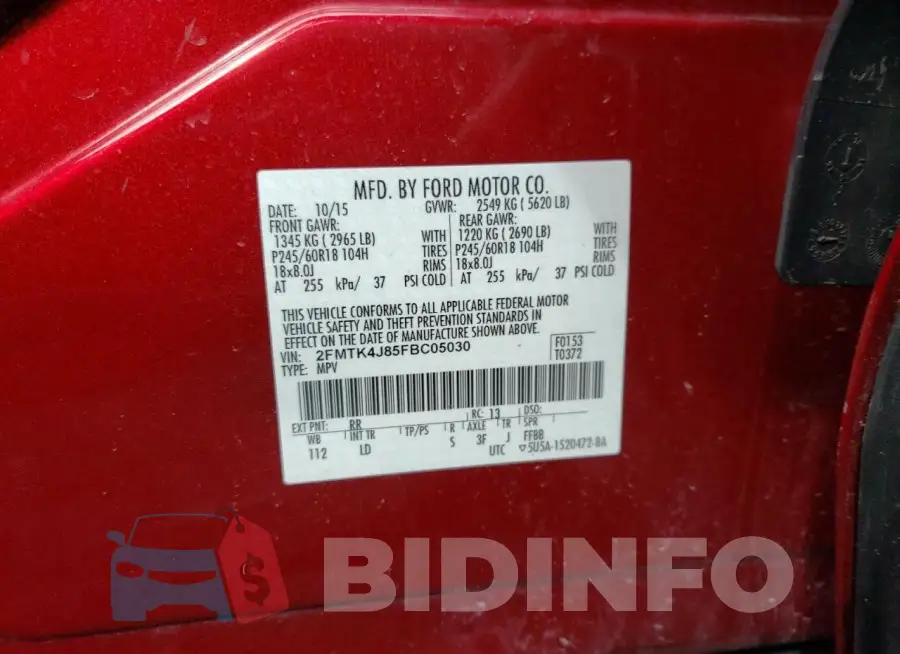2FMTK4J85FBC05030 Photo# 12
