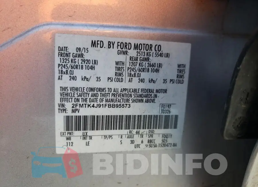 2FMTK4J91FBB95573 Photo# 13