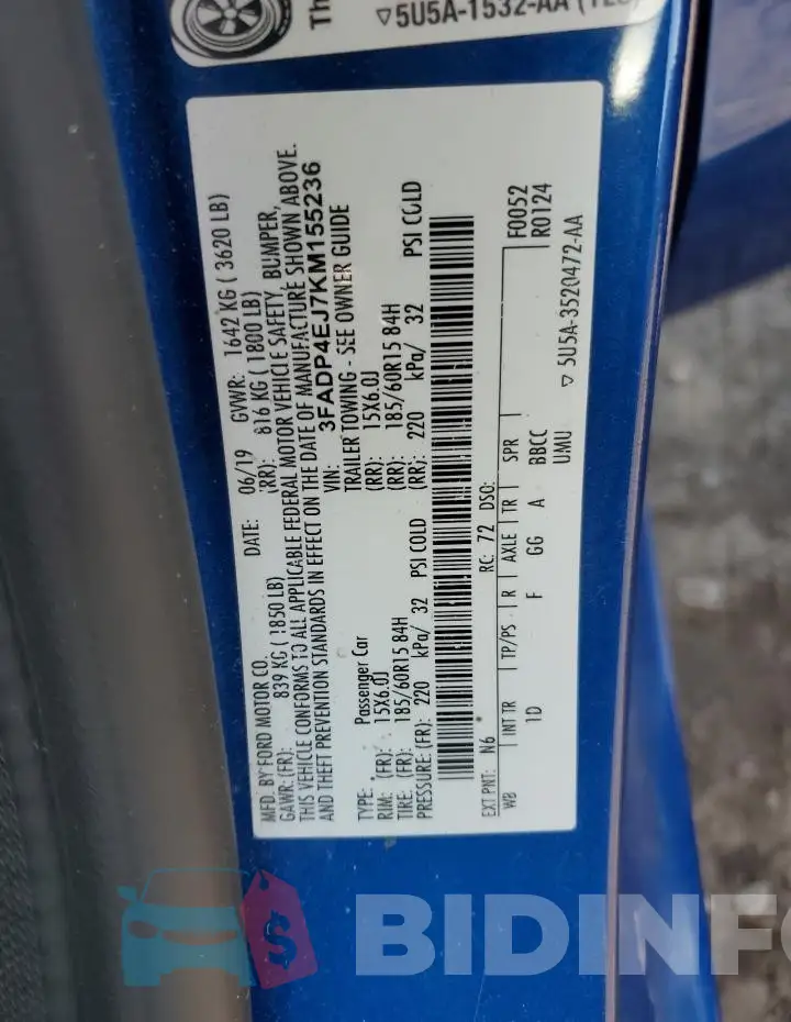 3FADP4EJ7KM155236 Photo# 13