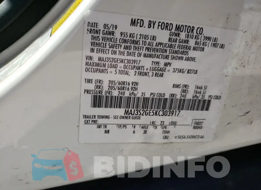 MAJ3S2GE5KC303917 Photo# 13