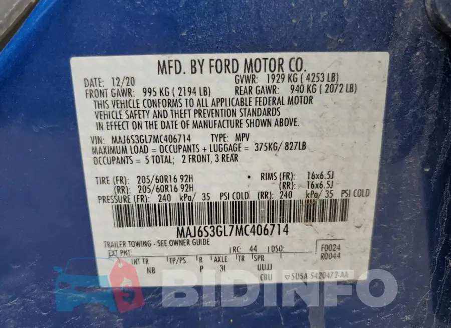 MAJ6S3GL7MC406714 Photo# 14