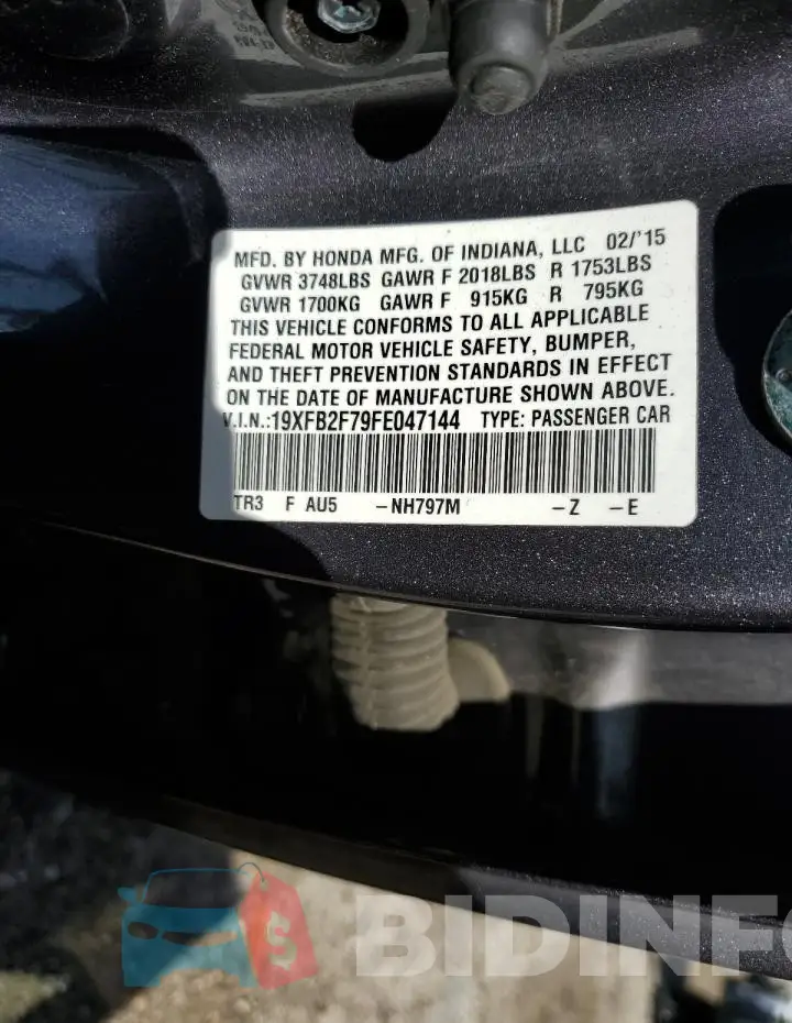 19XFB2F79FE047144 Photo# 13