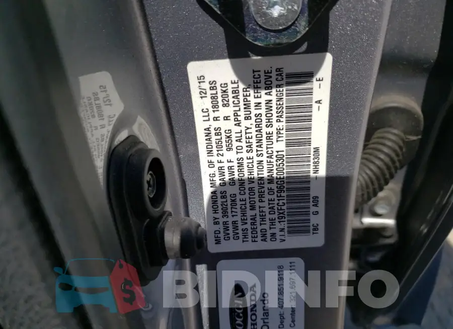 19XFC1F96GE005301 Photo# 12