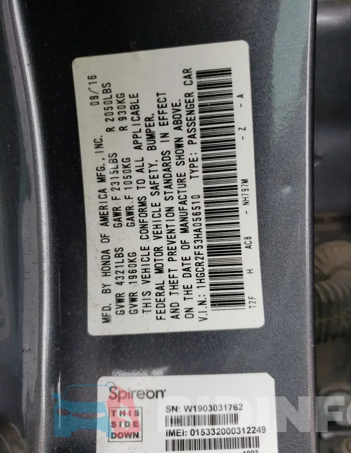 1HGCR2F53HA056510 Photo# 12
