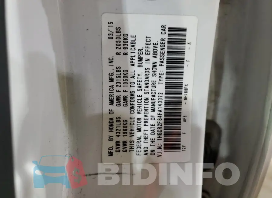 1HGCR2F84FA143372 Photo# 12