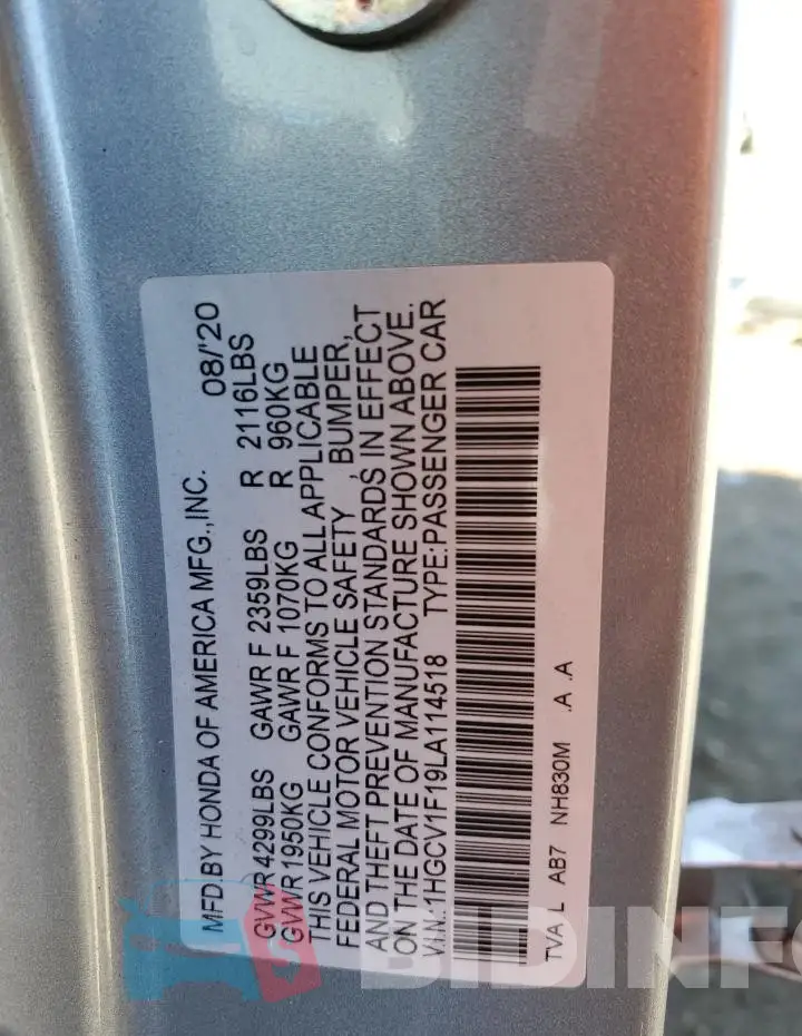 1HGCV1F19LA114518 Photo# 13
