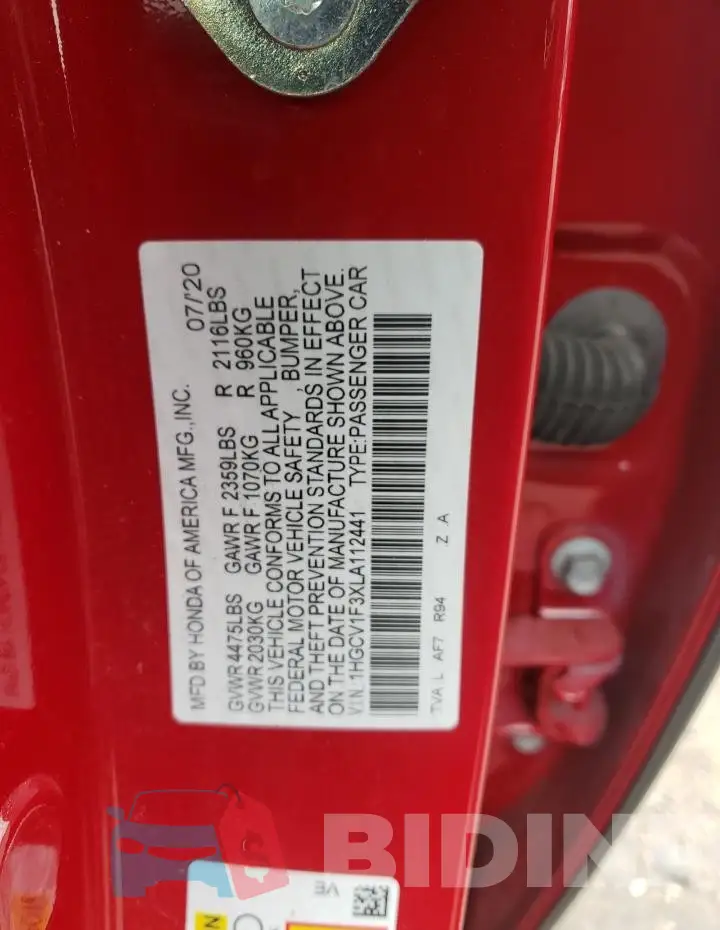 1HGCV1F3XLA112441 Photo# 12