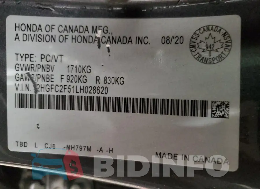 2HGFC2F51LH028620 Photo# 12